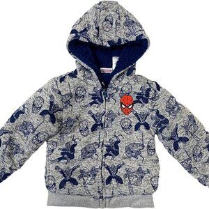 Spider-Man Toddler Boys Sherpa Hoodie Jacket, Blue, 3T and 4T